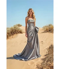 Terani Couture Stretch Mikado Embellished Strapless Ruffle Mermaid Gown