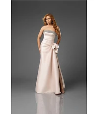 Terani Couture Stretch Mikado Embellished Strapless Ruffle Mermaid Gown