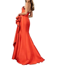 Terani Couture Stretch Mikado Embellished Strapless Ruffle Mermaid Gown