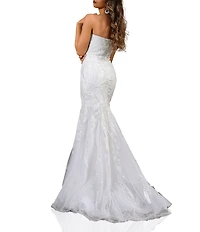 Terani Couture Sweetheart Neck Beaded Tulle Strapless Mermaid Gown