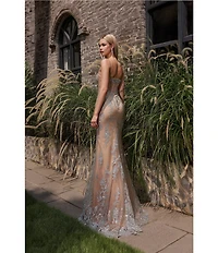 Terani Couture Sweetheart Neck Corsette Beaded Tulle Column Gown