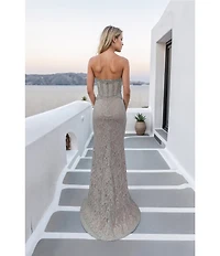 Terani Couture Sweetheart Neck Lace Column Gown