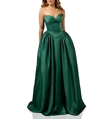 Terani Couture Sweetheart Neck Side Pleated Satin Ballgown