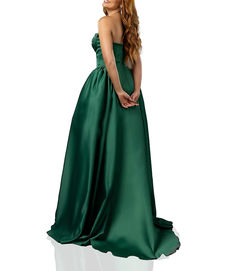Terani Couture Sweetheart Neck Side Pleated Satin Ballgown