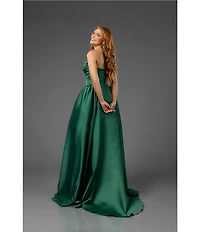 Terani Couture Sweetheart Neck Side Pleated Satin Ballgown