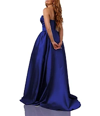 Terani Couture Sweetheart Neck Side Pleated Satin Ballgown