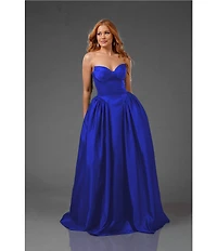 Terani Couture Sweetheart Neck Side Pleated Satin Ballgown
