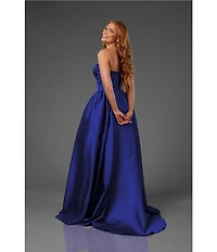 Terani Couture Sweetheart Neck Side Pleated Satin Ballgown