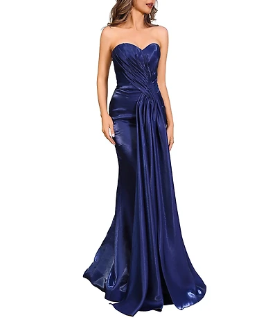 Terani Couture Sweetheart Neckline Strapless Long Shimmer Organza Gown