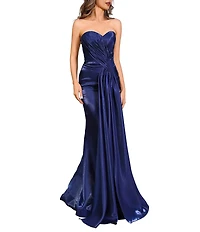 Terani Couture Sweetheart Neckline Strapless Long Shimmer Organza Gown