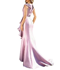 Terani Couture Taffeta V-Neck Sleeveless Gown