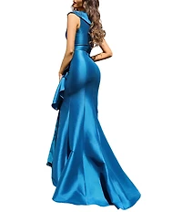 Terani Couture Taffeta V-Neck Sleeveless Gown