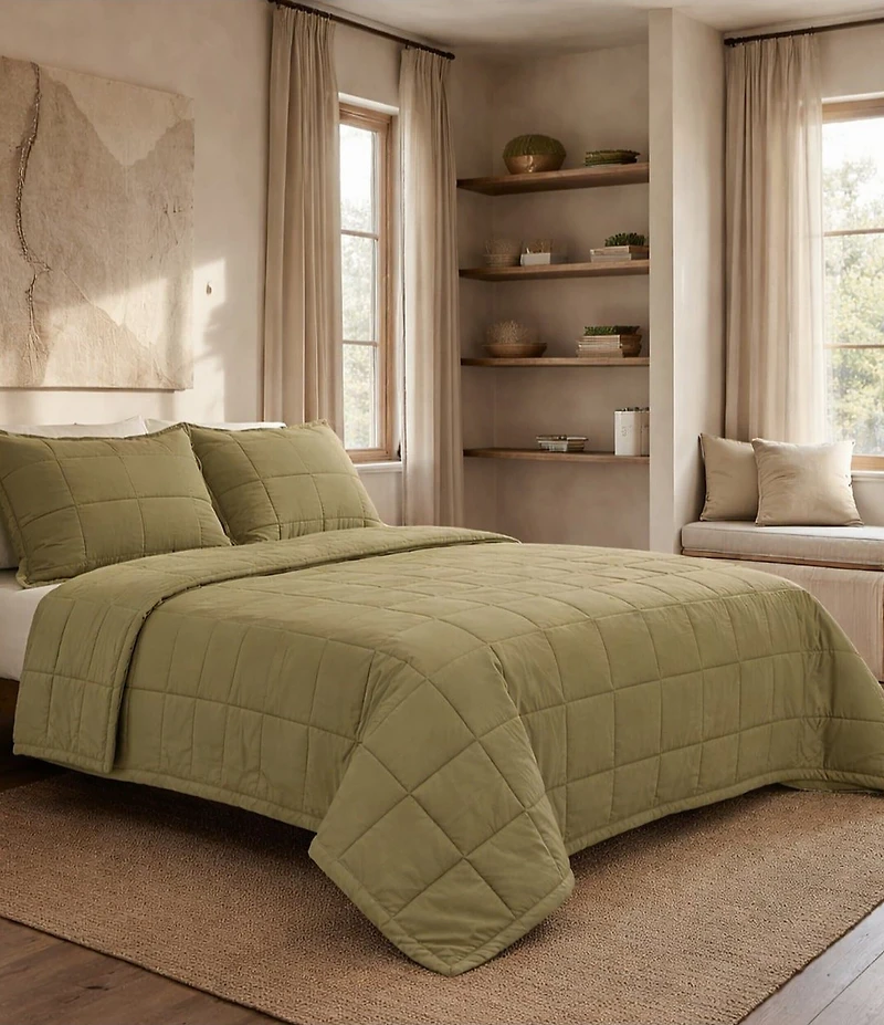 The Art Of Home From Ann Gish Slub Tencel Quilted Coverlet Mini Set