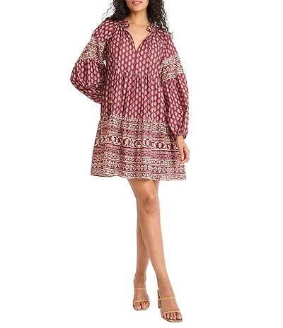 The Good Journey Cotton Voile Balloon Long Sleeve Mini Shirt Dress