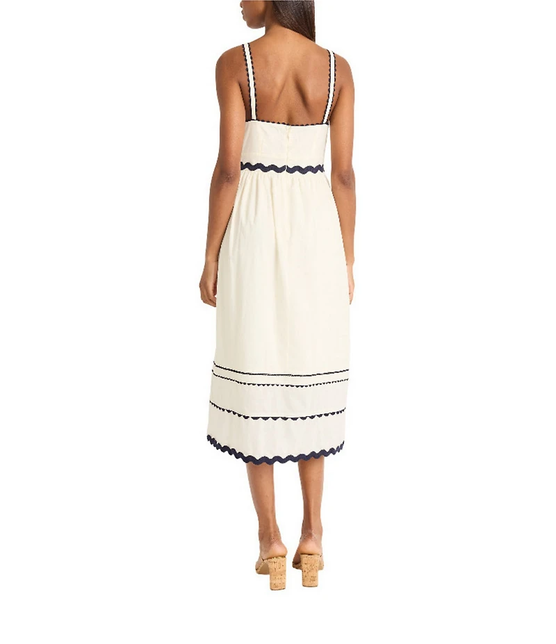 The Good Journey Cotton Voile V-Neck Contrast Trim A-Line Midi Dress