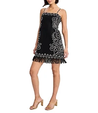 The Good Journey Embroidered Mini Dress With Fringe