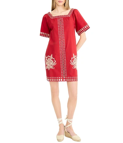 The Good Journey Embroidered Short Sleeve Mini Dress