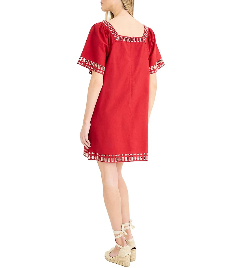 The Good Journey Embroidered Short Sleeve Mini Dress