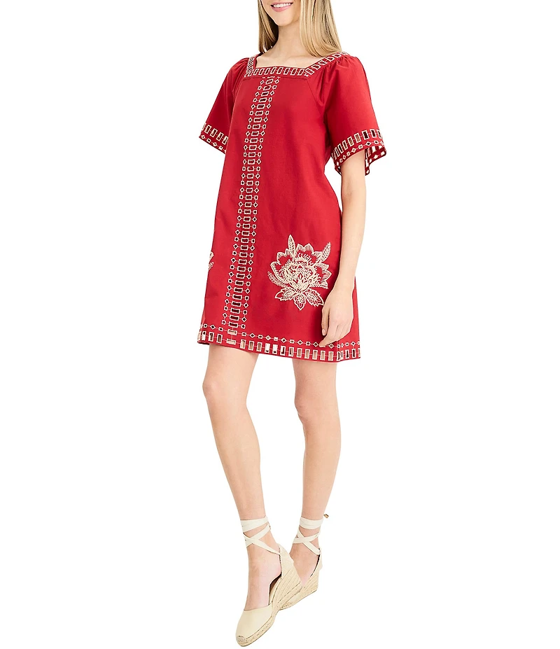 The Good Journey Embroidered Short Sleeve Mini Dress