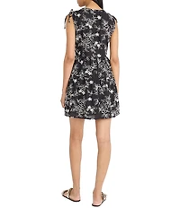 The Good Journey Embroidered V-Neck Sleeveless Shoulder Ties Mini Dress