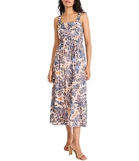 The Good Journey Floral Print Square Neck Midi Dress