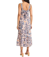 The Good Journey Floral Print Square Neck Midi Dress