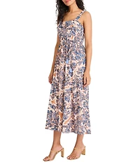 The Good Journey Floral Print Square Neck Midi Dress