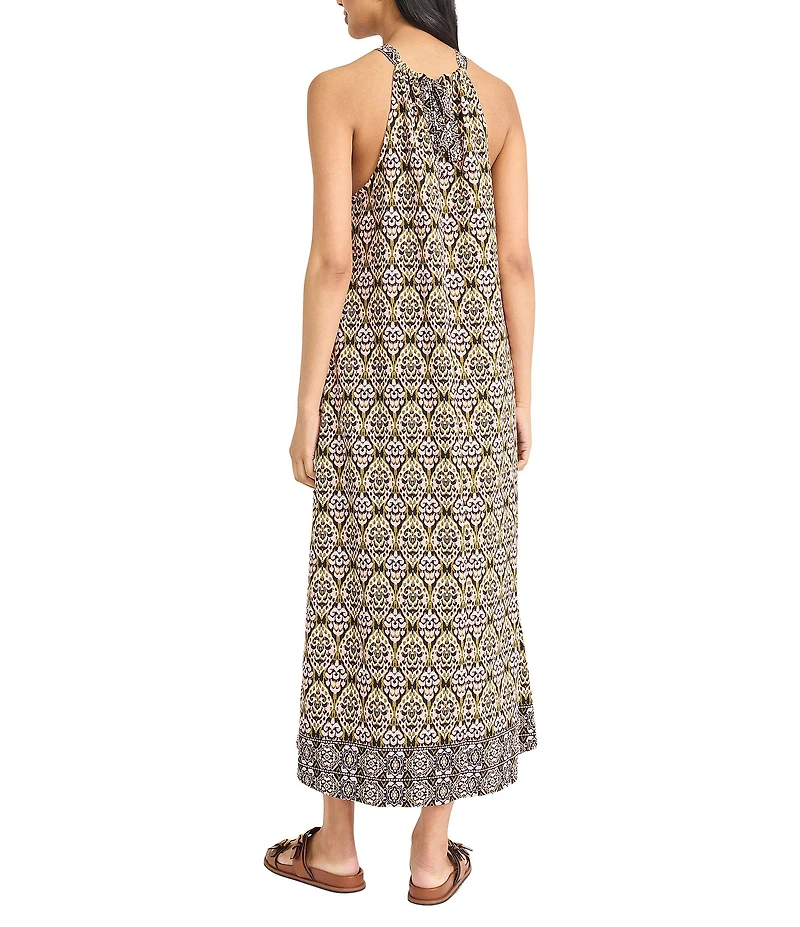 The Good Journey Halter Tie Neck Printed Crepe De Chine Maxi Dress