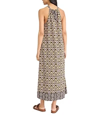 The Good Journey Halter Tie Neck Printed Crepe De Chine Maxi Dress