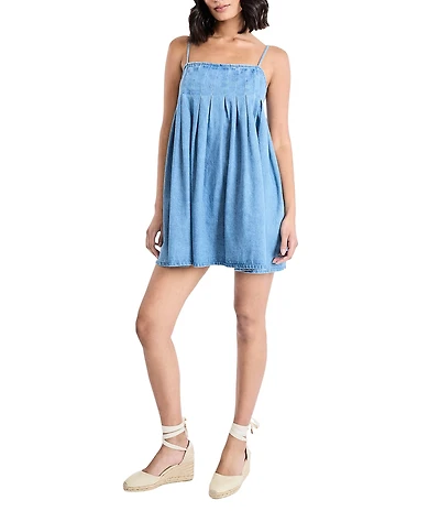 The Good Journey Light Denim Shift Mini Dress