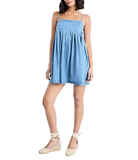 The Good Journey Light Denim Shift Mini Dress