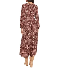 The Good Journey Long Sleeve Printed Midi Dress