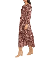 The Good Journey Long Sleeve Printed Midi Dress