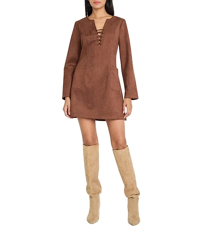 The Good Journey Long Sleeve Suede Mini Dress