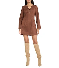 The Good Journey Long Sleeve Suede Mini Dress
