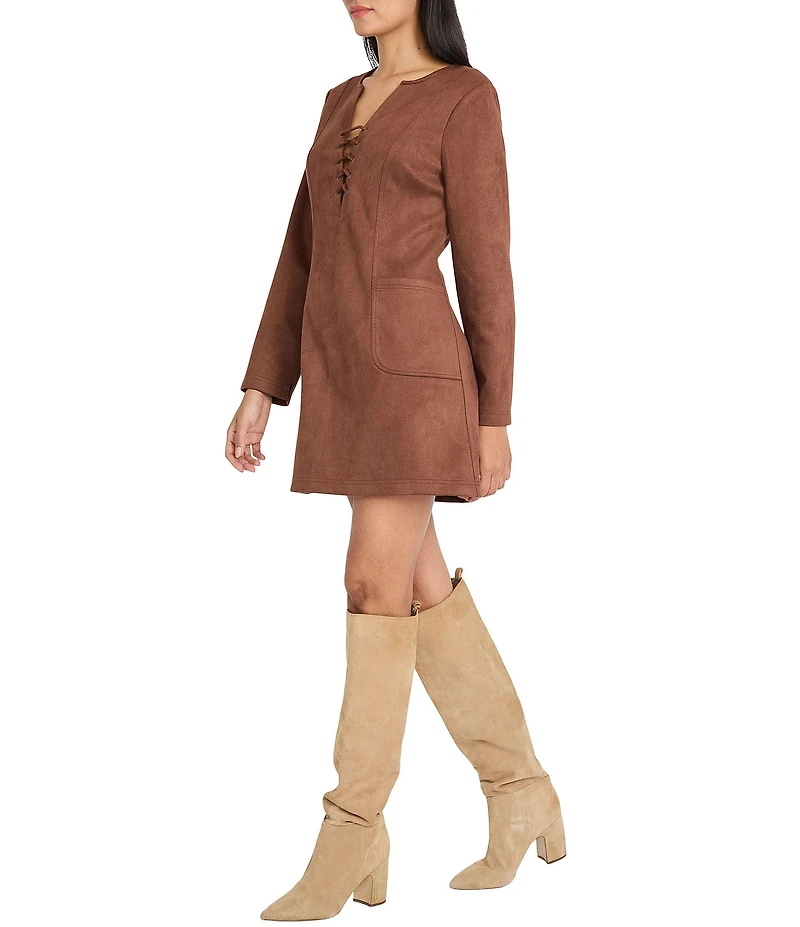 The Good Journey Long Sleeve Suede Mini Dress