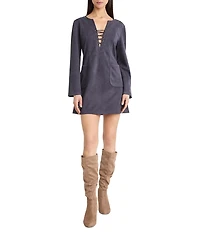 The Good Journey Long Sleeve Suede Mini Dress