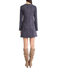 The Good Journey Long Sleeve Suede Mini Dress