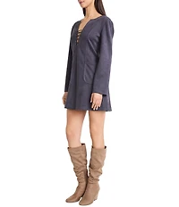 The Good Journey Long Sleeve Suede Mini Dress