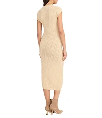 The Good Journey Cap Sleeve Sweater Midi Dress