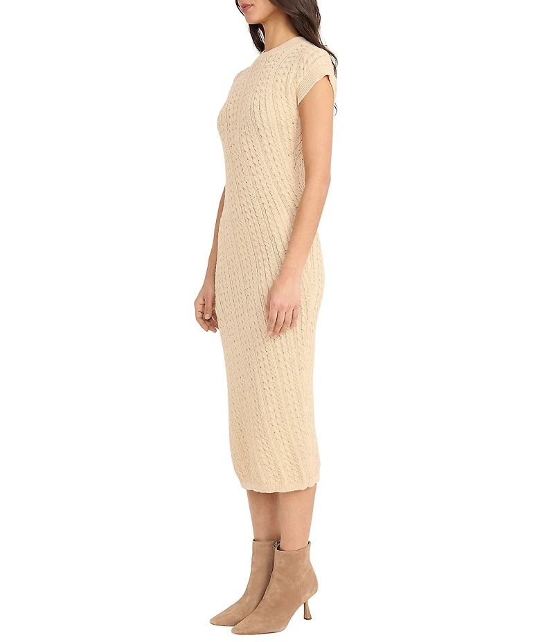 The Good Journey Cap Sleeve Sweater Midi Dress