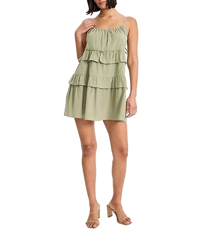 The Good Journey Mini Shift Dress With Ruffles On Bodice