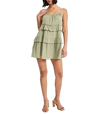 The Good Journey Mini Shift Dress With Ruffles On Bodice
