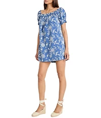 The Good Journey Off-The-Shoulder Embroidered Shift Mini Dress