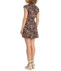 The Good Journey Point Collar Extended Shoulder Printed Cotton Voile Shirt Dress