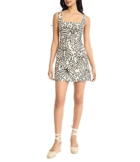 The Good Journey Printed Square Neck Sleeveless Mini Dress