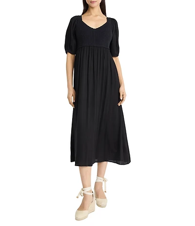 The Good Journey Puff Sleeve Midi Dress
