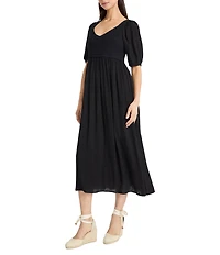 The Good Journey Puff Sleeve Midi Dress