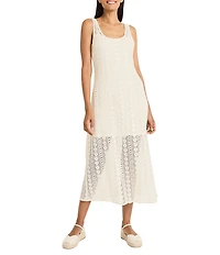 The Good Journey Scoop Neck Sleeveless Illusion Hem Crochet Maxi Dress