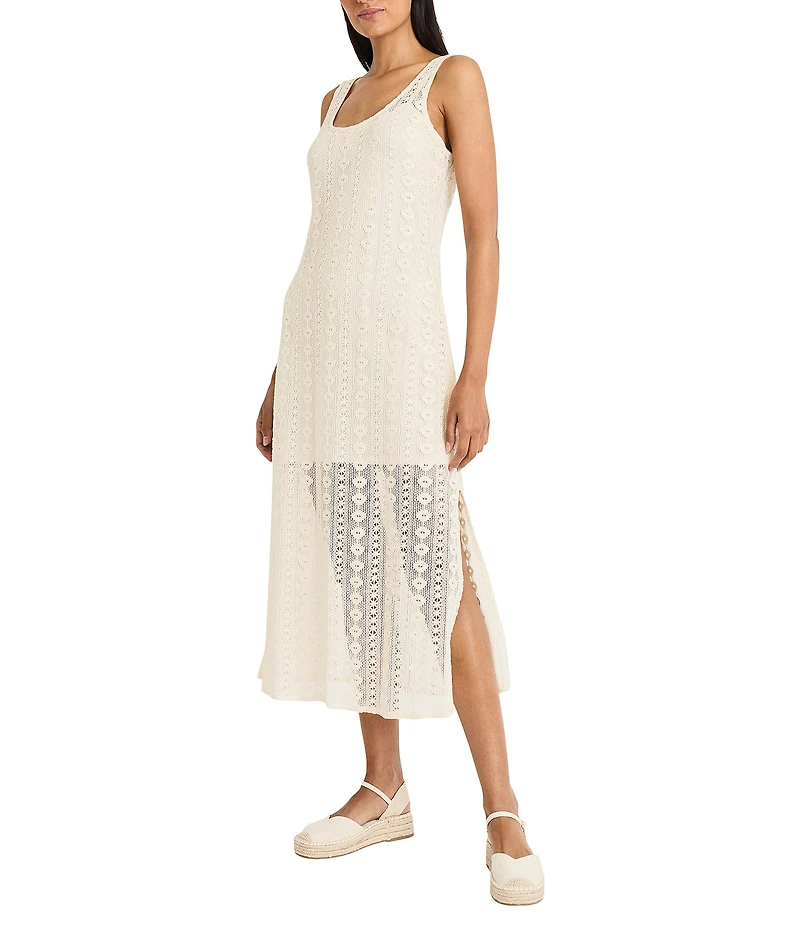 The Good Journey Scoop Neck Sleeveless Illusion Hem Crochet Maxi Dress